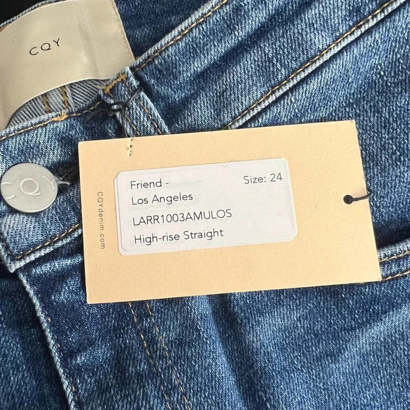 CQY Friend Los Angeles High-Rise Straight Leg Jeans Blue Size 24 - Picture 12 of 12